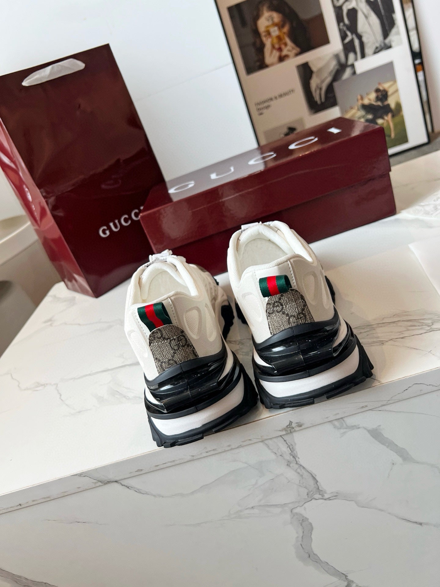 Custom Chunky Retro Low-Top Sneakers with Monogram-Style Canvas Panels
