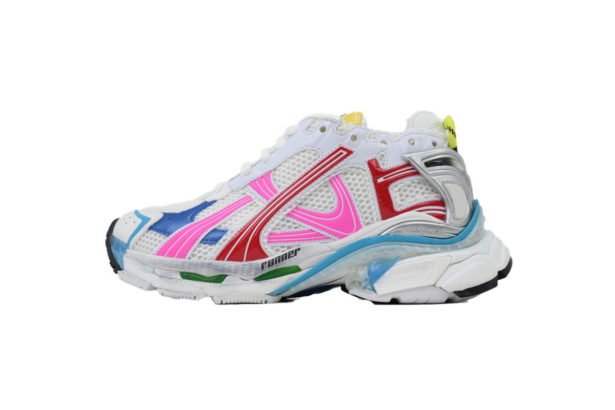 Multicolored sneaker on a white background