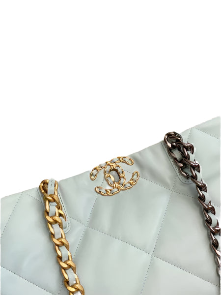 Chanel 19 Shopping Bag Shiny Lambskin AS3660 Gold-Tone Silver-Tone & Ruthenium-F - TruVybe Essentials