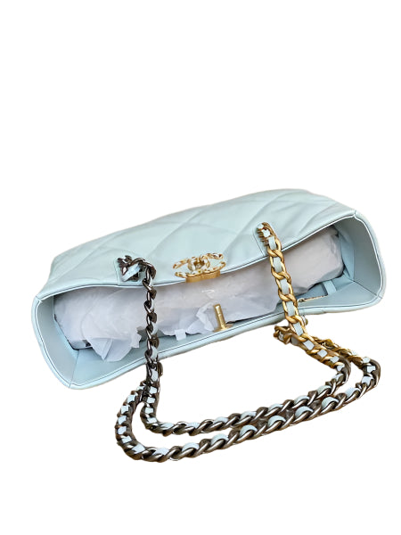 Chanel 19 Shopping Bag Shiny Lambskin AS3660 Gold-Tone Silver-Tone & Ruthenium-F - TruVybe Essentials