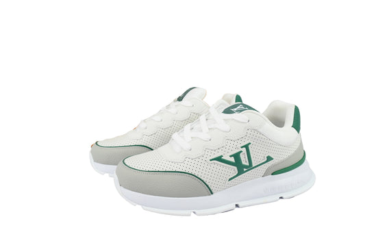 Green Perforated Leather Classic Sneakers – Signature Luxe Design - TruVybe Essentials