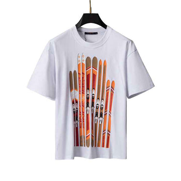 Milky White Graphic Motif Cotton Jersey Tee — Vintage Ski Signature Design - TruVybe Essentials