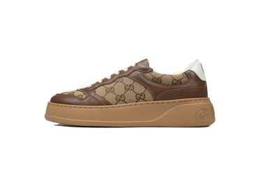 Beige Canvas Monogram Low-Top Sneakers – Classic Luxury Trainer