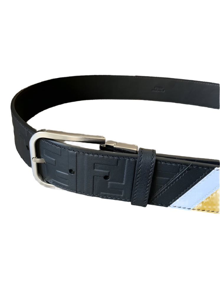 Fendi Leather Belt Black/Yellow - TruVybe Essentials