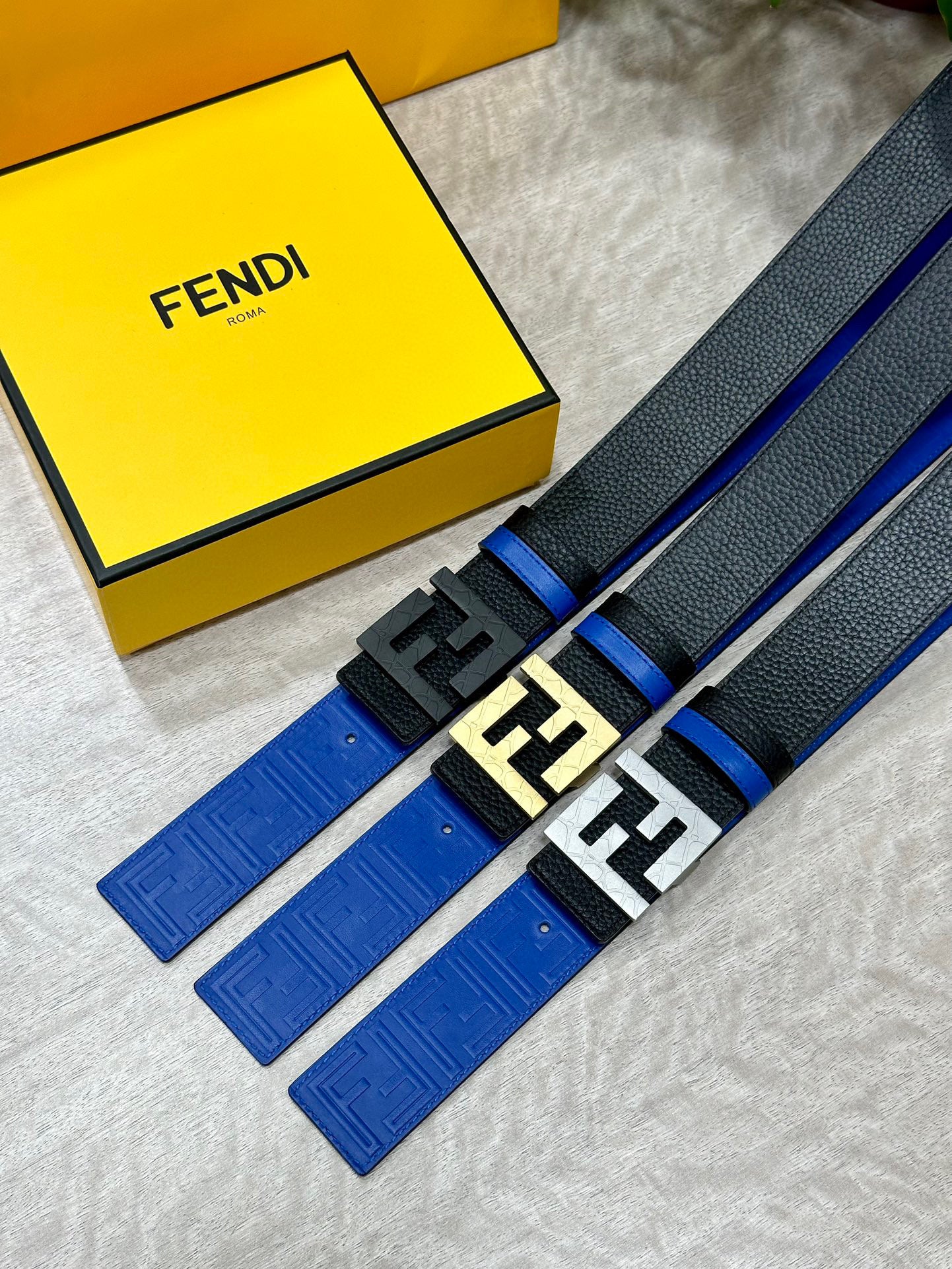 Fendi FF Reversible Belt Blue/ Black - TruVybe Essentials