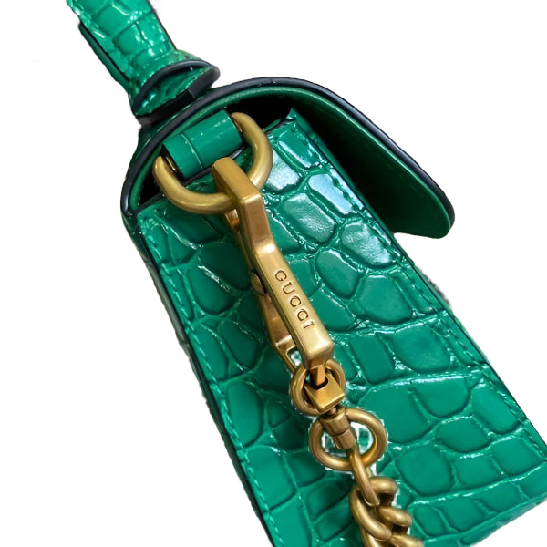 Gucci 547260 GG Marmont Mini Crocodile Pattern Top Handle Bag Green - TruVybe Essentials