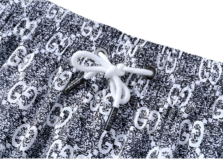 Gucci GG Monogram Draw-String Swimming Trunks Beige & Black - TruVybe Essentials