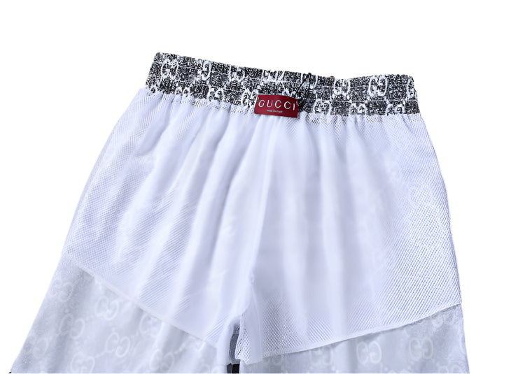 Gucci GG Monogram Draw-String Swimming Trunks Beige & Black - TruVybe Essentials