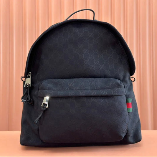 Backpack Black Canvas Leather