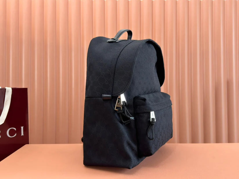 Backpack Black Canvas Leather
