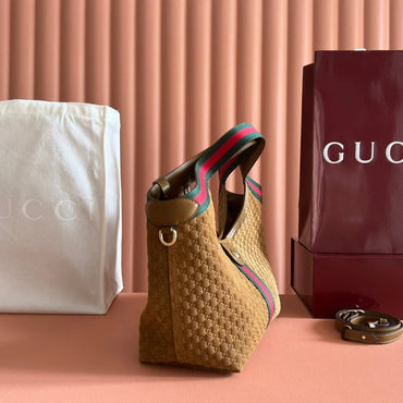 2025 Giglio SmallTote Bag 25cm Brown Red Suede Canvas