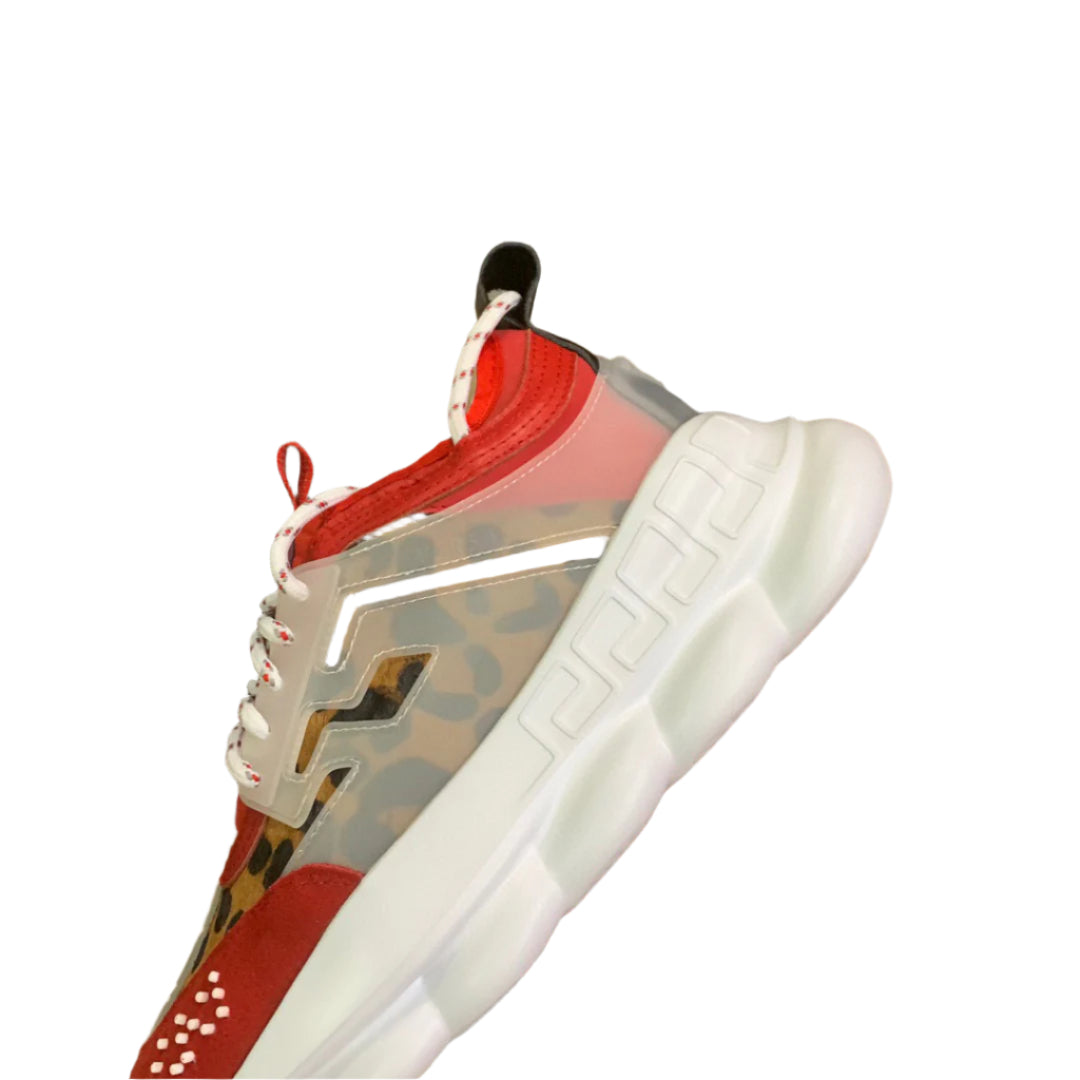 Versace Chain Reaction Red Wild Leopard Low Chunky Sneaker - TruVybe Essentials