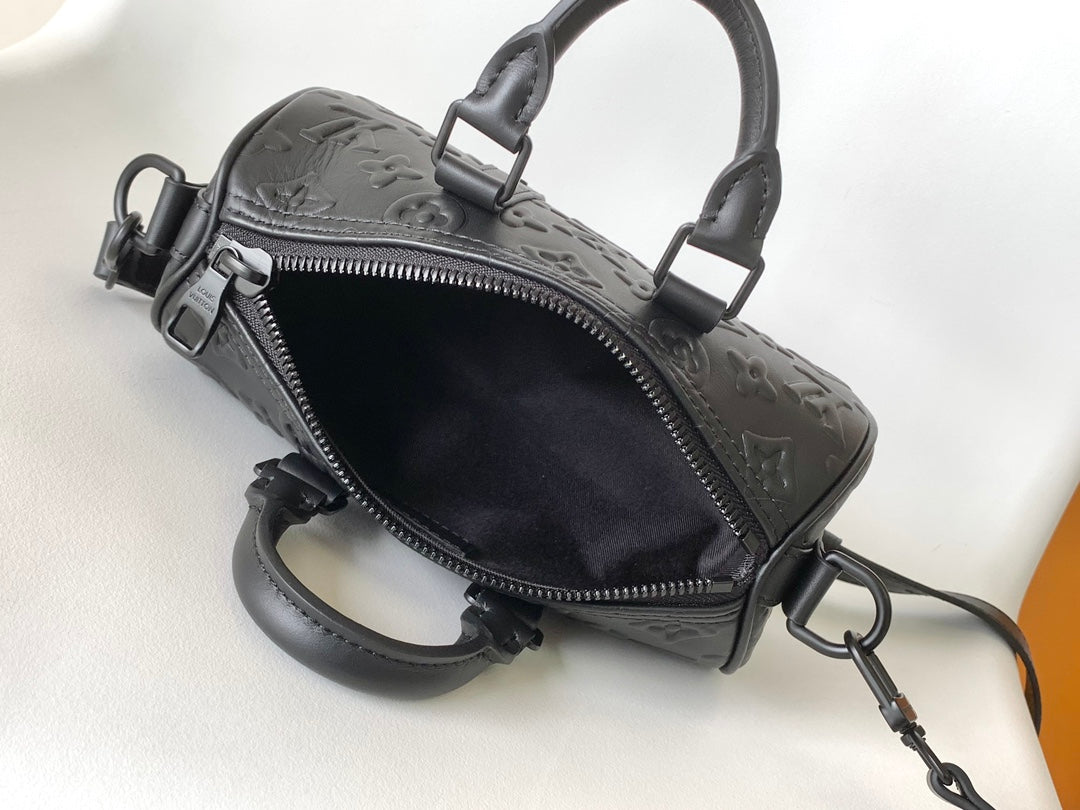 .inside Black Embossed Pillow Handbag – Adjustable Shoulder Strap