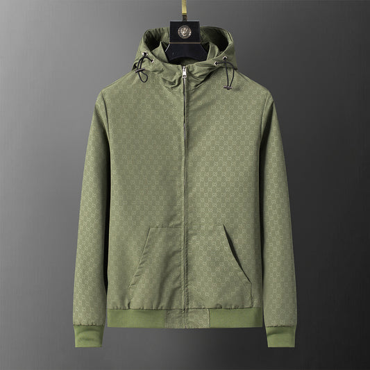 Nylon & Canvas Jacket – Olive Monogram Point Collar Edition