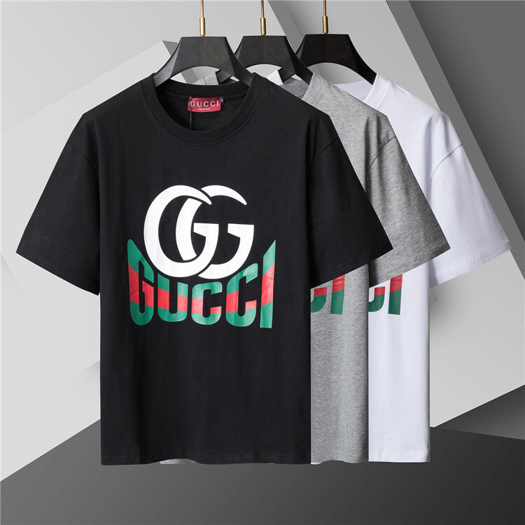 Red & Green Graphic Motif Cotton Jersey Tee — Statement Design