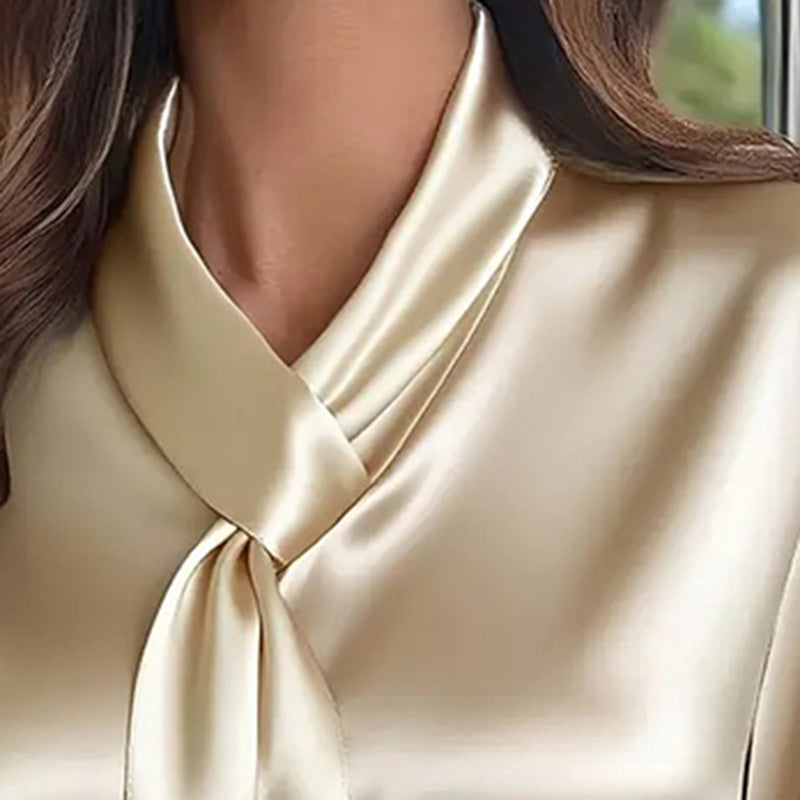 Women's Ribbon Detail Blouse, Lightweight Business Casual Shirt