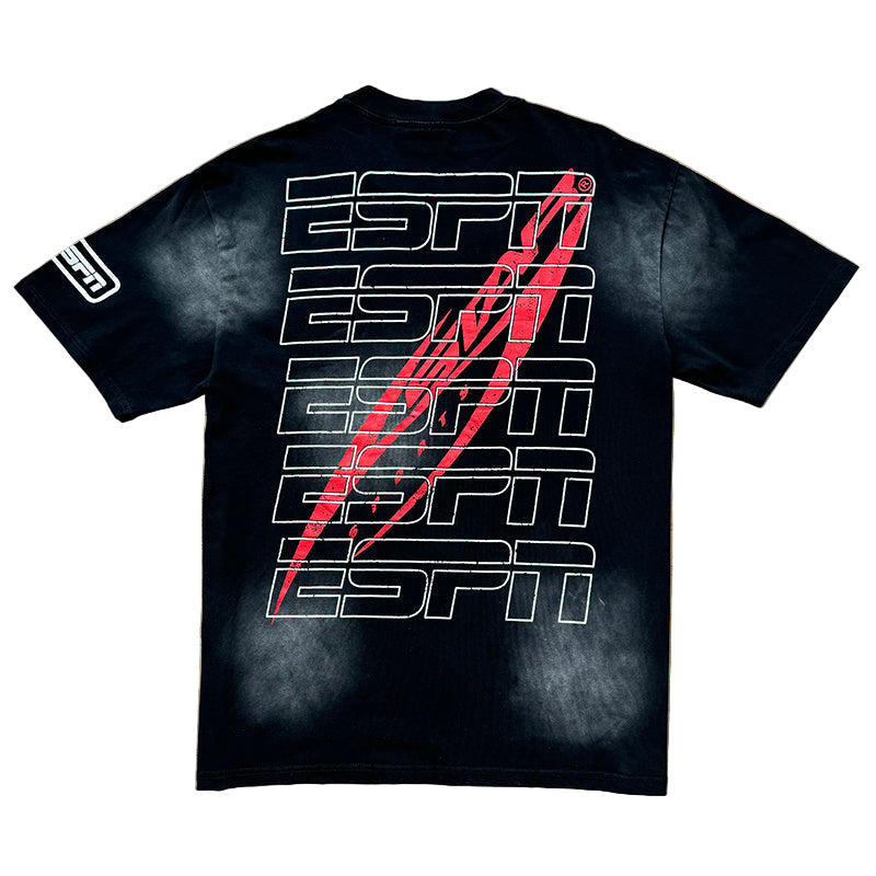 Black t-shirt with red and white 'ESPN'