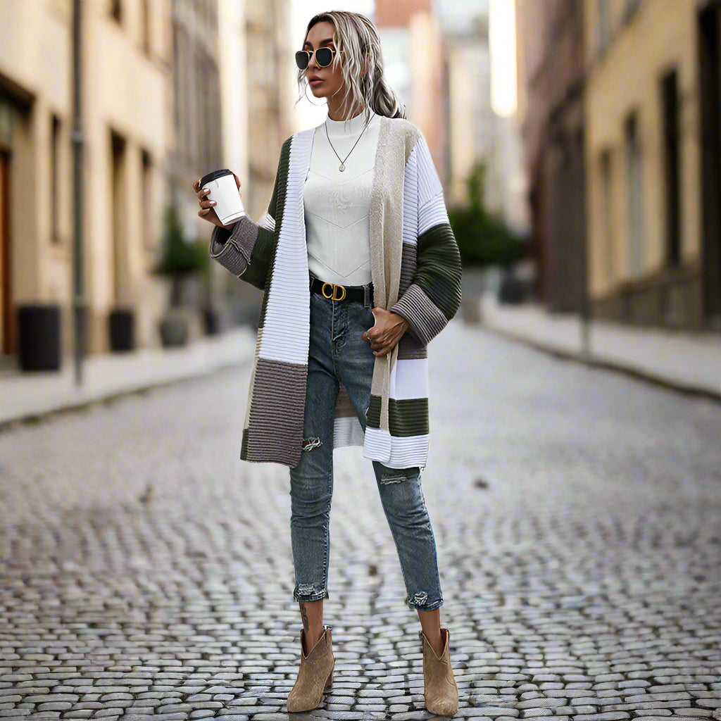 Women’s Color Matching Knit Cardigan