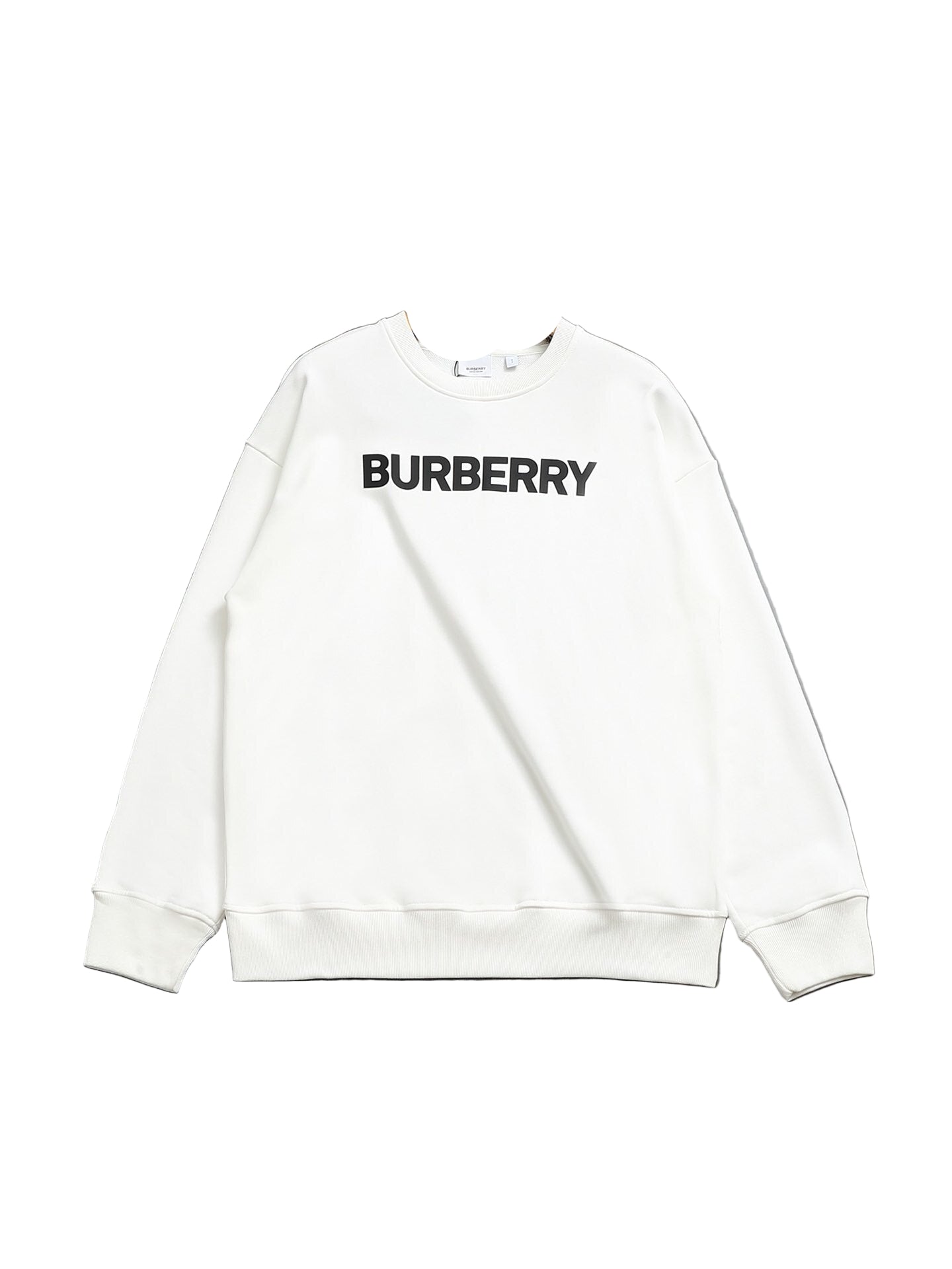White sweatshirt on a hanger against a gray background
