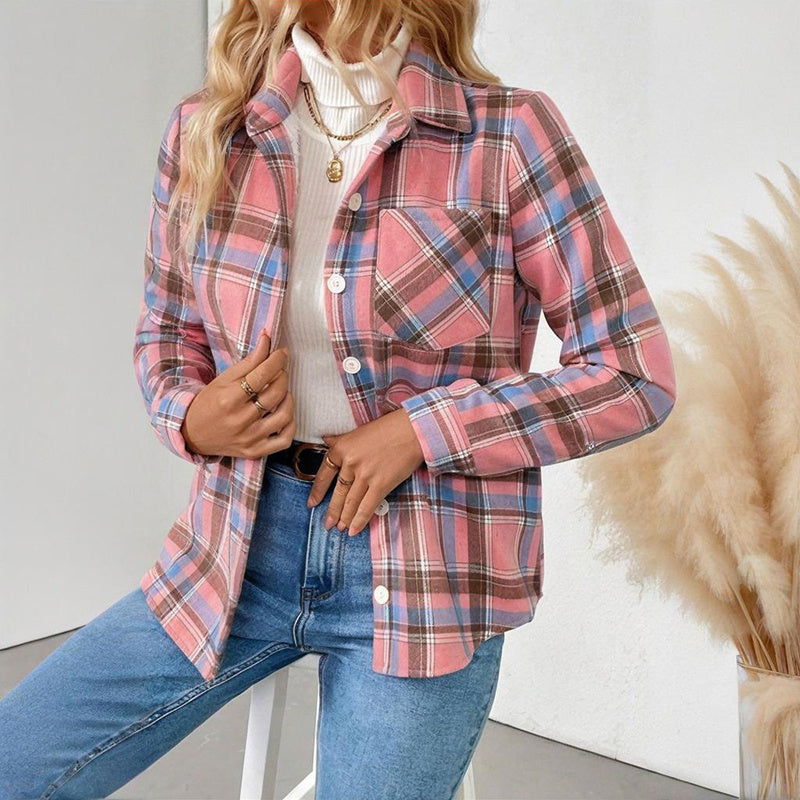 Checkered Fleece-Lined Shacket with Chest Pockets