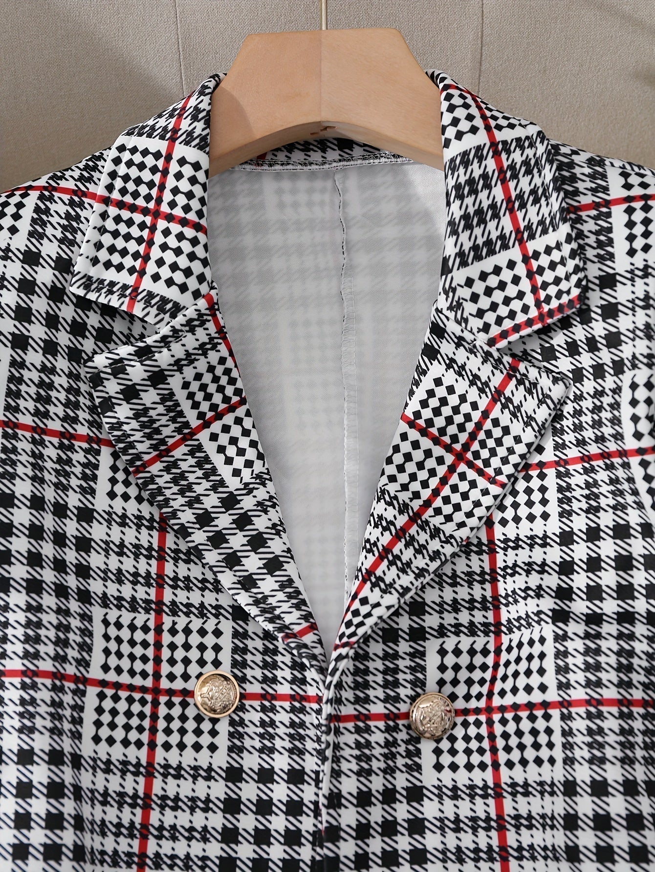 Plus Size Plaid Skirt Suit for Women – Two-Piece Blazer and High Waist Skirt Set