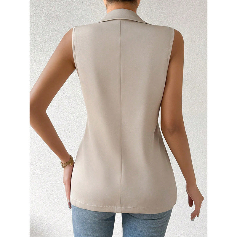 Women's Sleeveless Vest Blazer Casual Open Front Work Office Tops Jacket