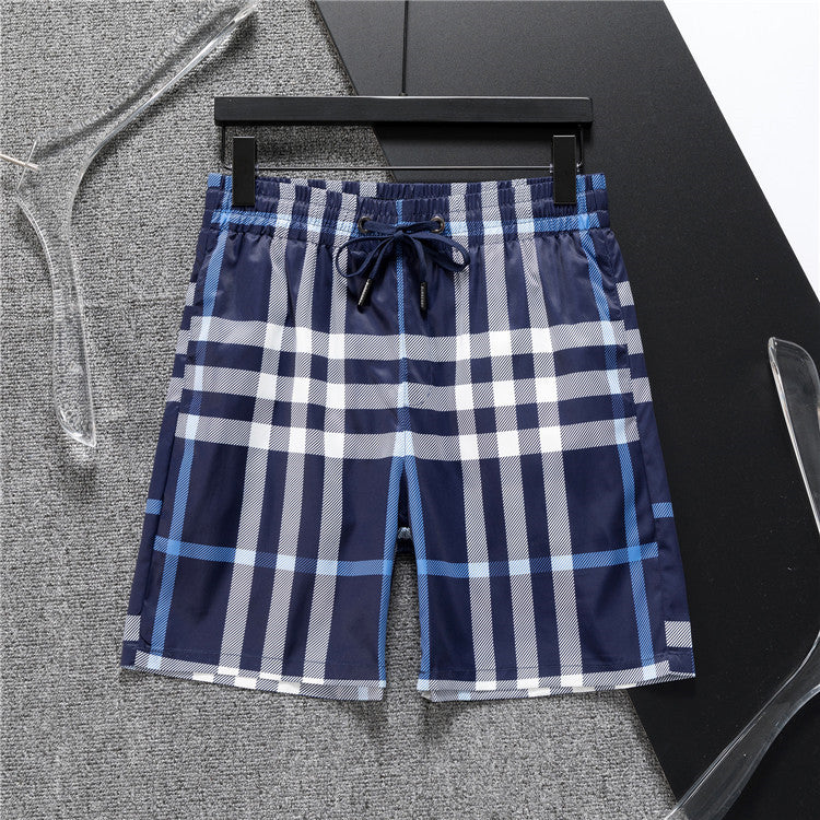 Swim Shorts Plaid Matching Set – Premium Short Sleeve Tee & Drawstring
