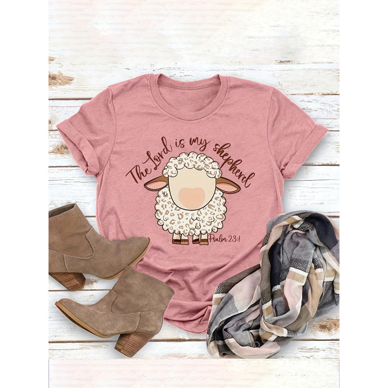 Women's Round Neck Graphic Print Short Sleeve T-Shirt