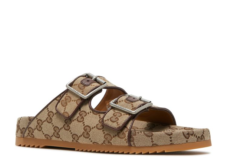 Beige Canvas Strap Slide Sandals – GG Supreme Web Sandals