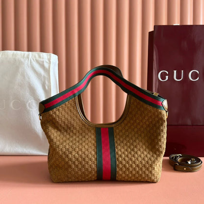 2025 Giglio SmallTote Bag 25cm Brown Red Suede Canvas