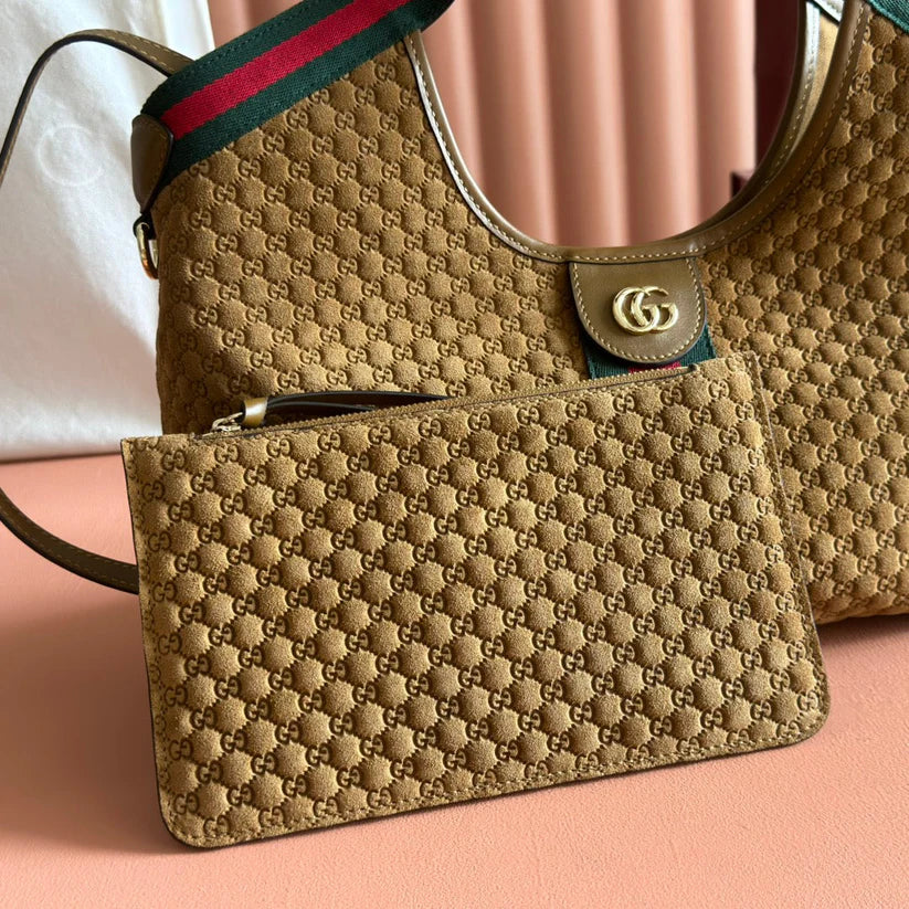 2025 Giglio SmallTote Bag 25cm Brown Red Suede Canvas