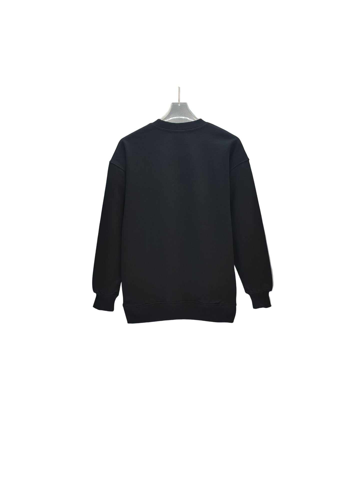 White and Black Crewneck Sweatshirt with White Graphic Design