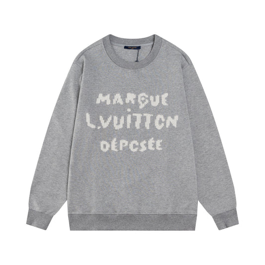 Luxury Embroidered Signature Sweatshirt – Gray & White Edition