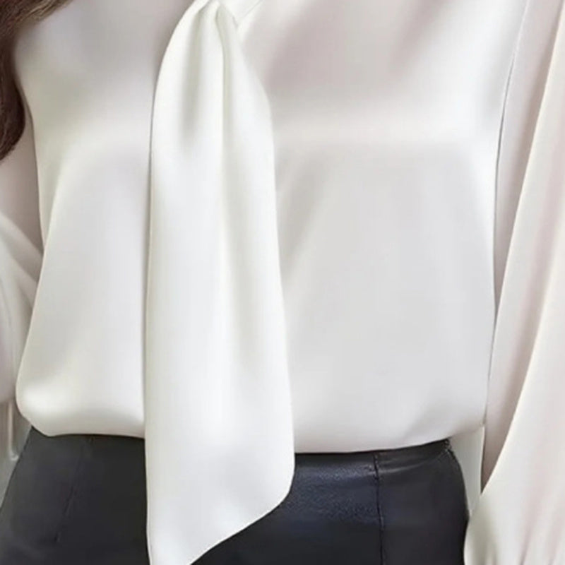 Women's Ribbon Detail Blouse, Lightweight Business Casual Shirt