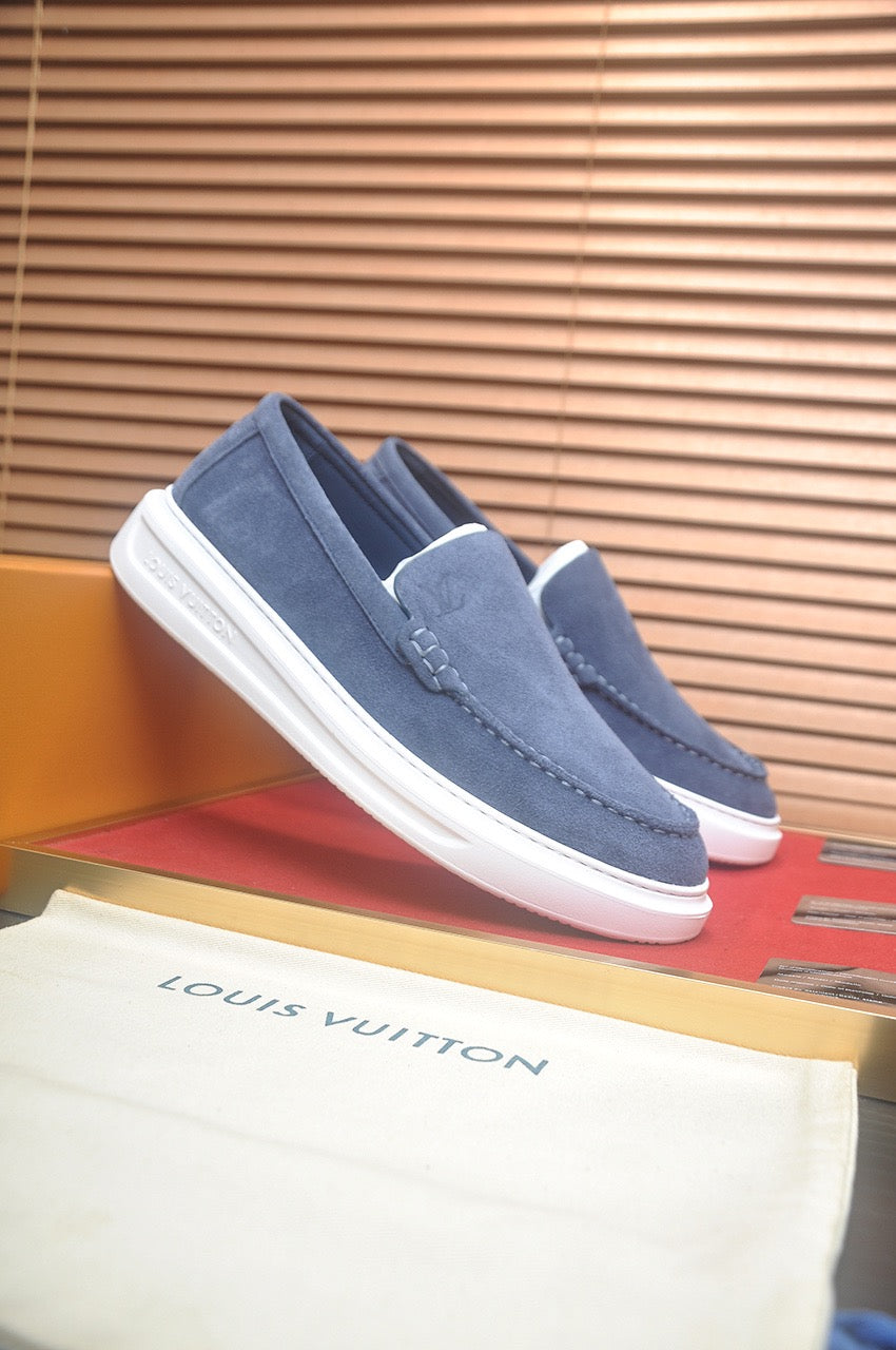 Suede  or Leather Slip-On Loafers with Cushioned Platform Sole