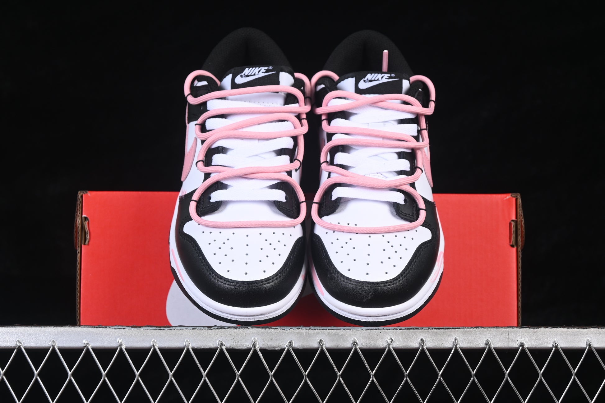 Custom Low-Top Sneaker – Black, White & Pink