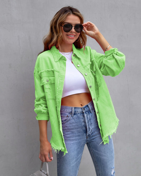 Fashion Ripped Shirt Jacket Female