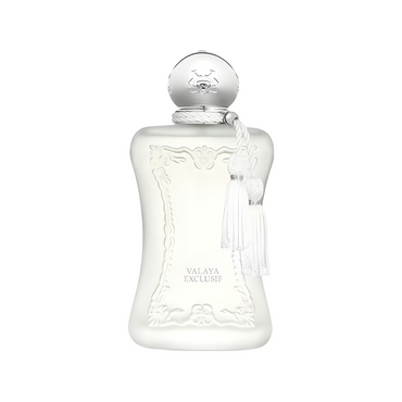 White perfume bottle with silver cap on a white background