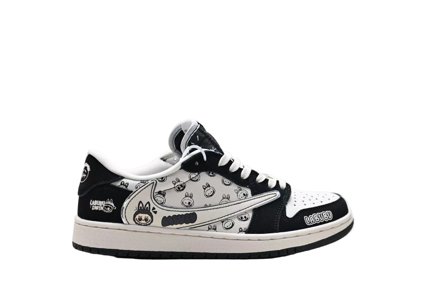 Travis Scott x Air Jordan 1   Custom La Bubu Retro Low OG "Cactus Jack" AJ1 Black & White