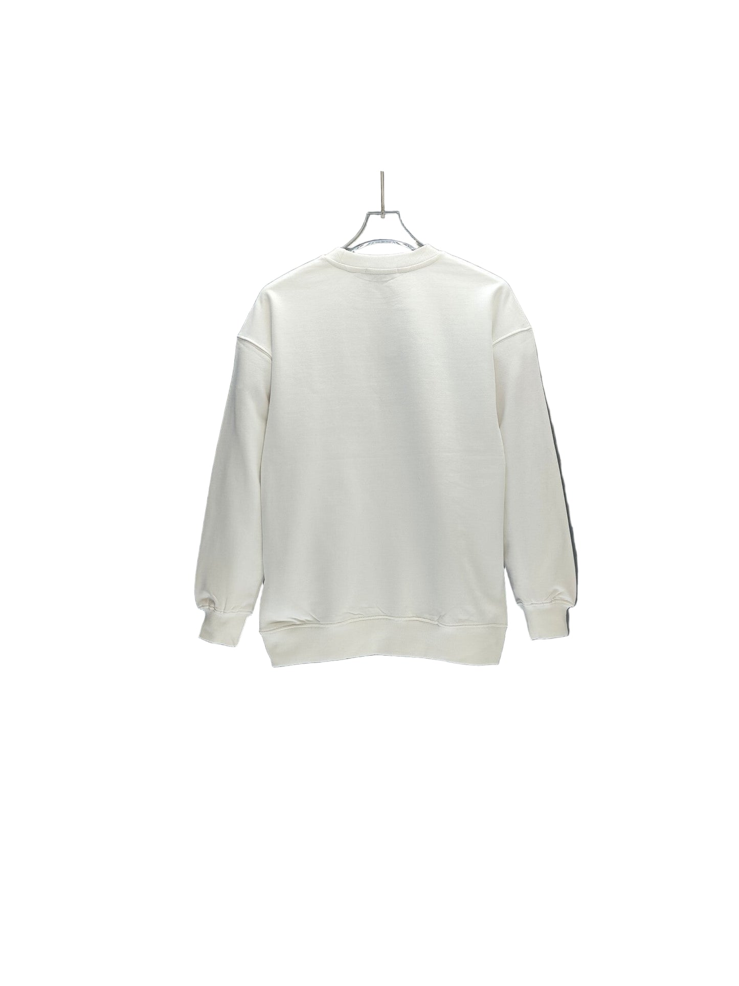 White and Black Crewneck Sweatshirt with White Graphic Design