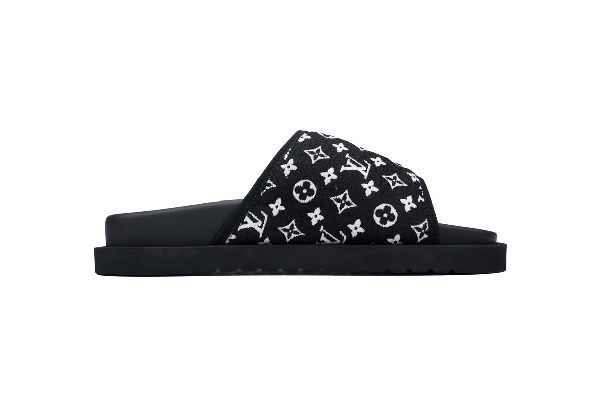 Miami Mule – Black & White Monogram Slide