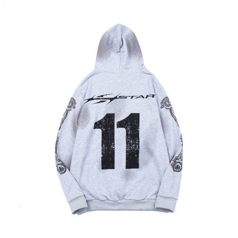 Gray hoodie with number 11 