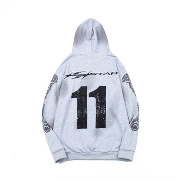 Gray hoodie with number 11 
