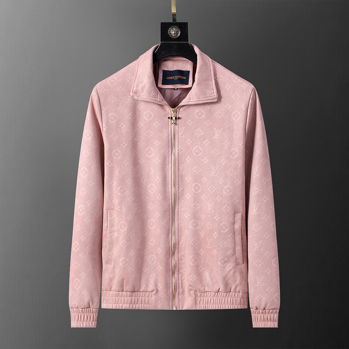 Luxury Suede Tracksuit Jacket – Debossed Monogram Mauve or Black Edition