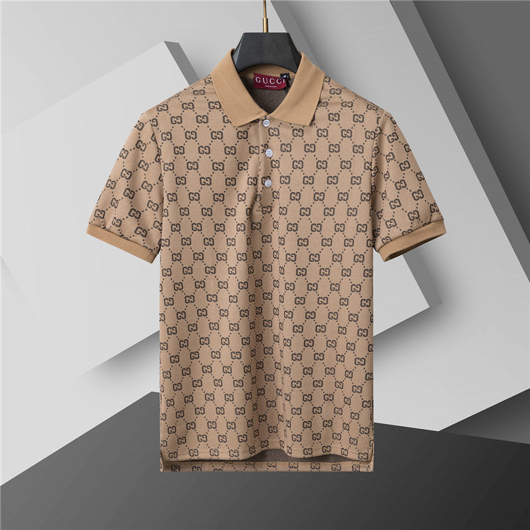 Luxury Monogram-Inspired Polo & Shorts Set – Beige - Black - White