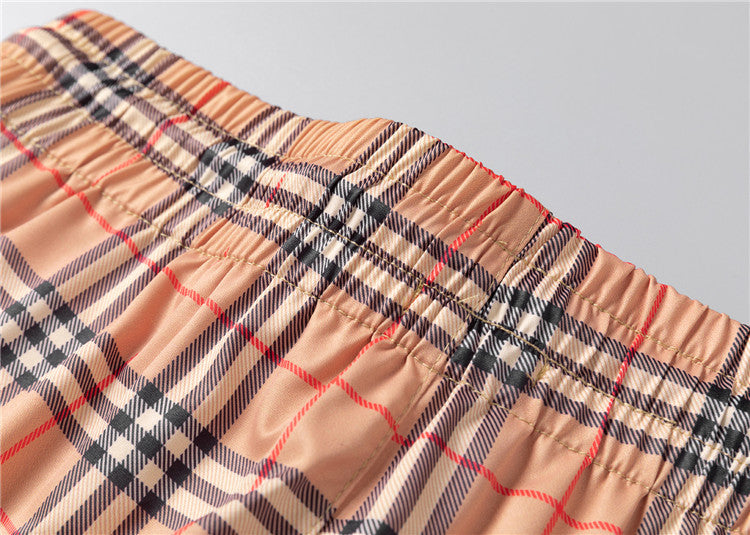 Classic Plaid Drawstring Swim Shorts | Quick Dry Summer Beach & Pool Trunks