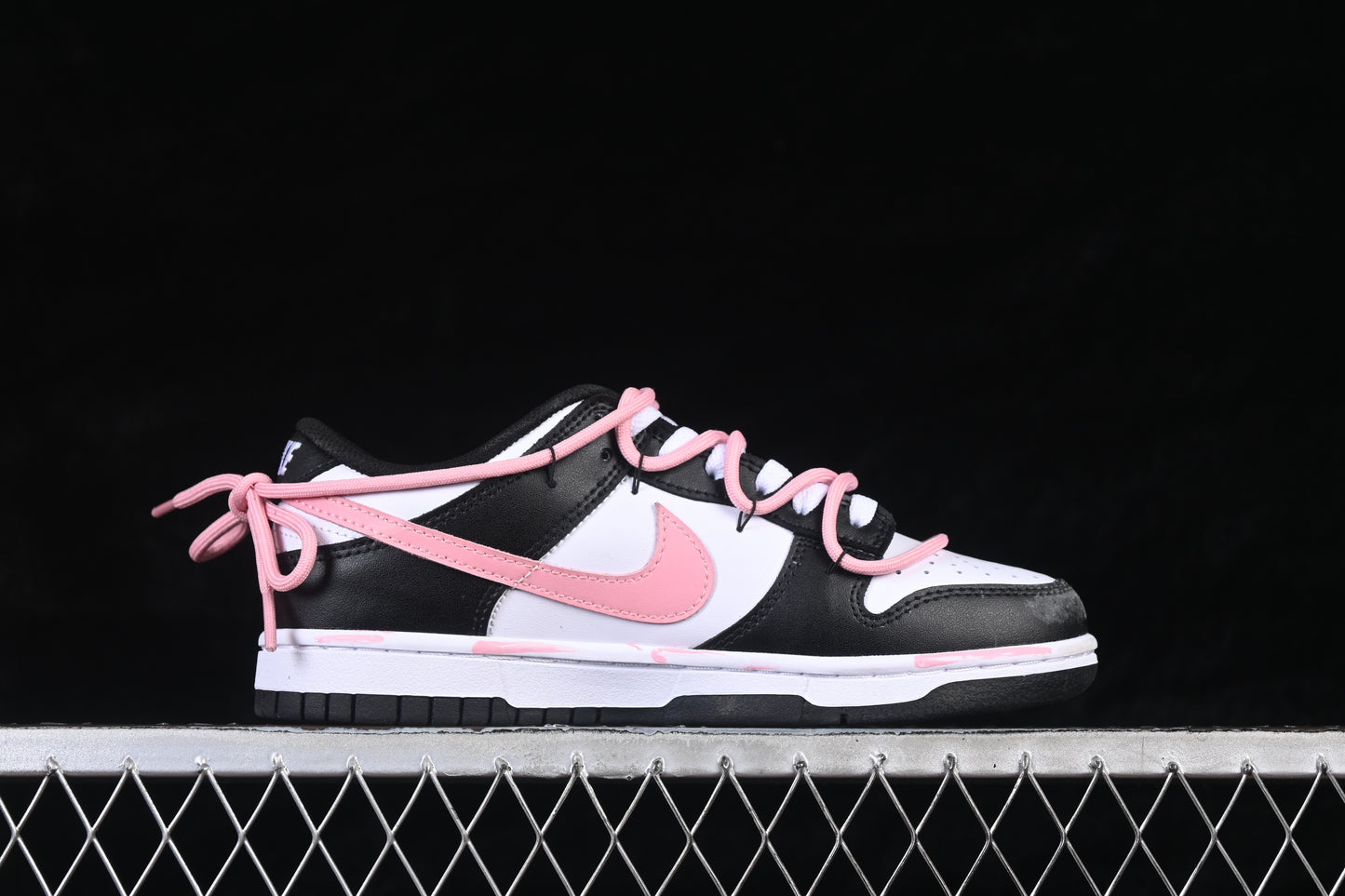 Custom Low-Top Sneaker – Black, White & Pink
