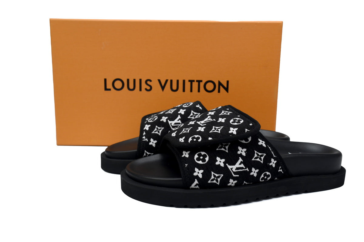 Miami Mule – Black & White Monogram Slide