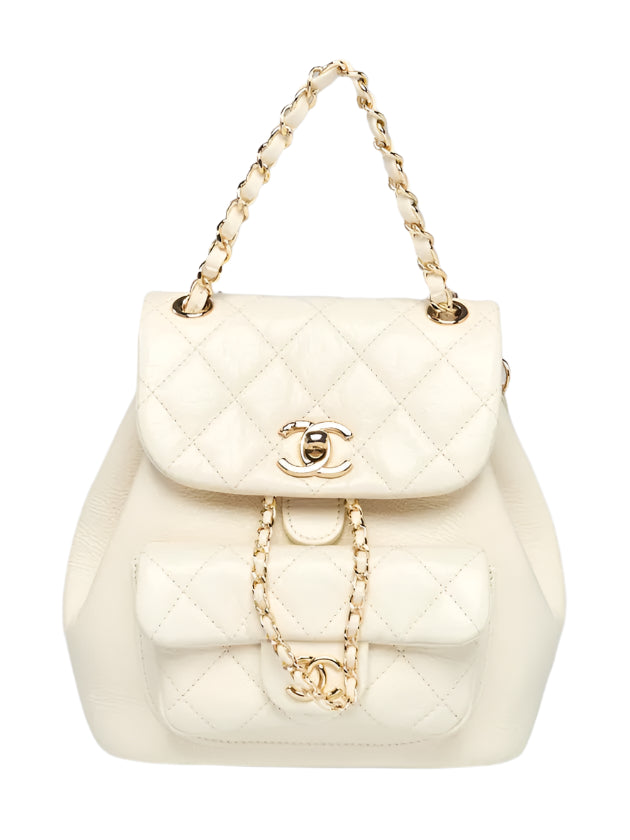 Chanel Duma Backpack (AS2908) – White Lambskin with Gold Hardware