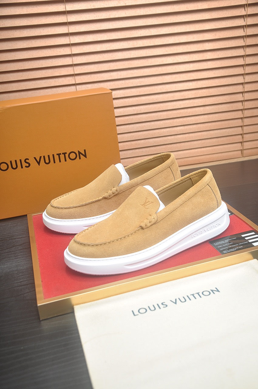 Suede  or Leather Slip-On Loafers with Cushioned Platform Sole